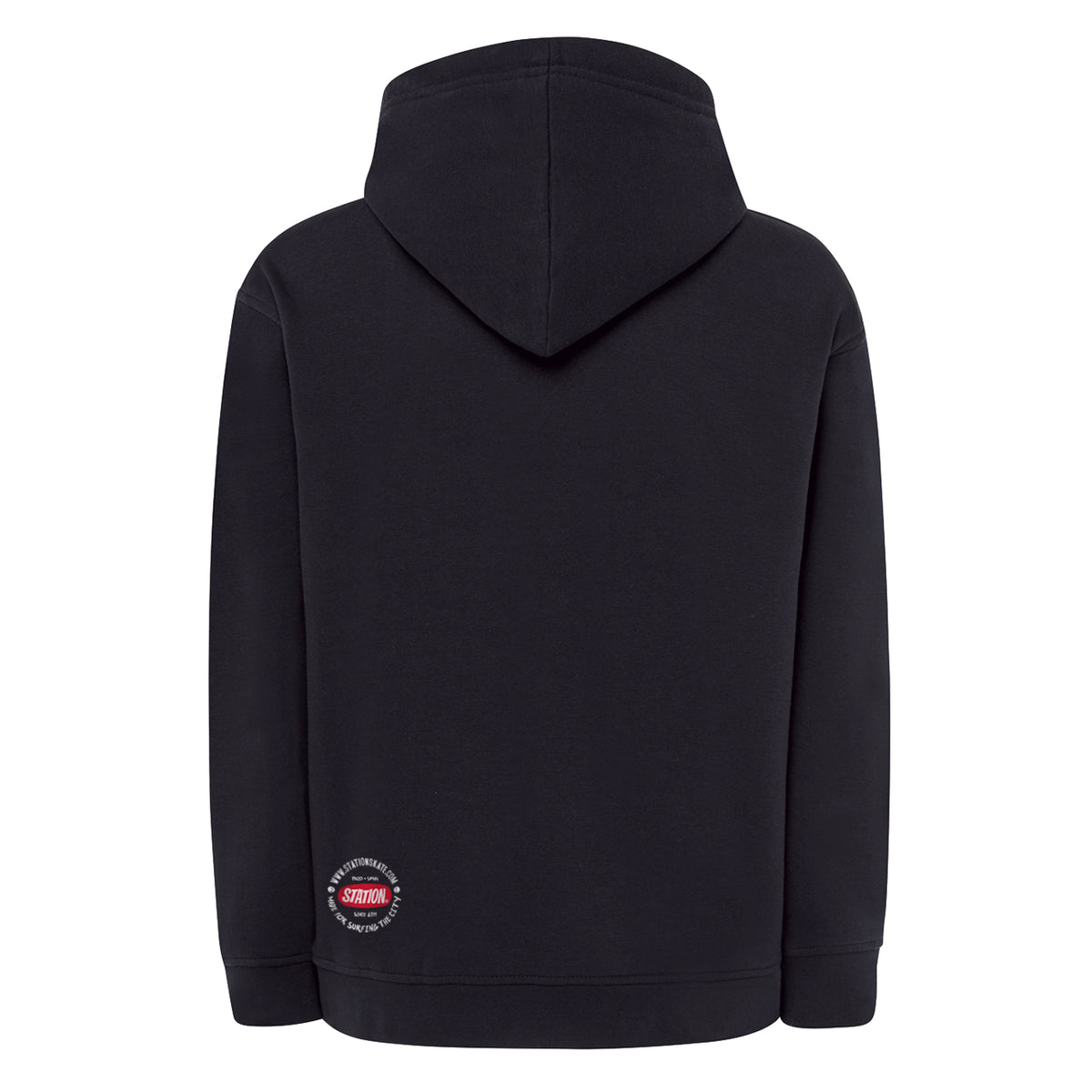 Sudadera SWEART color AZUL NY con  calavera y serpiente realista  vista trasera espalda