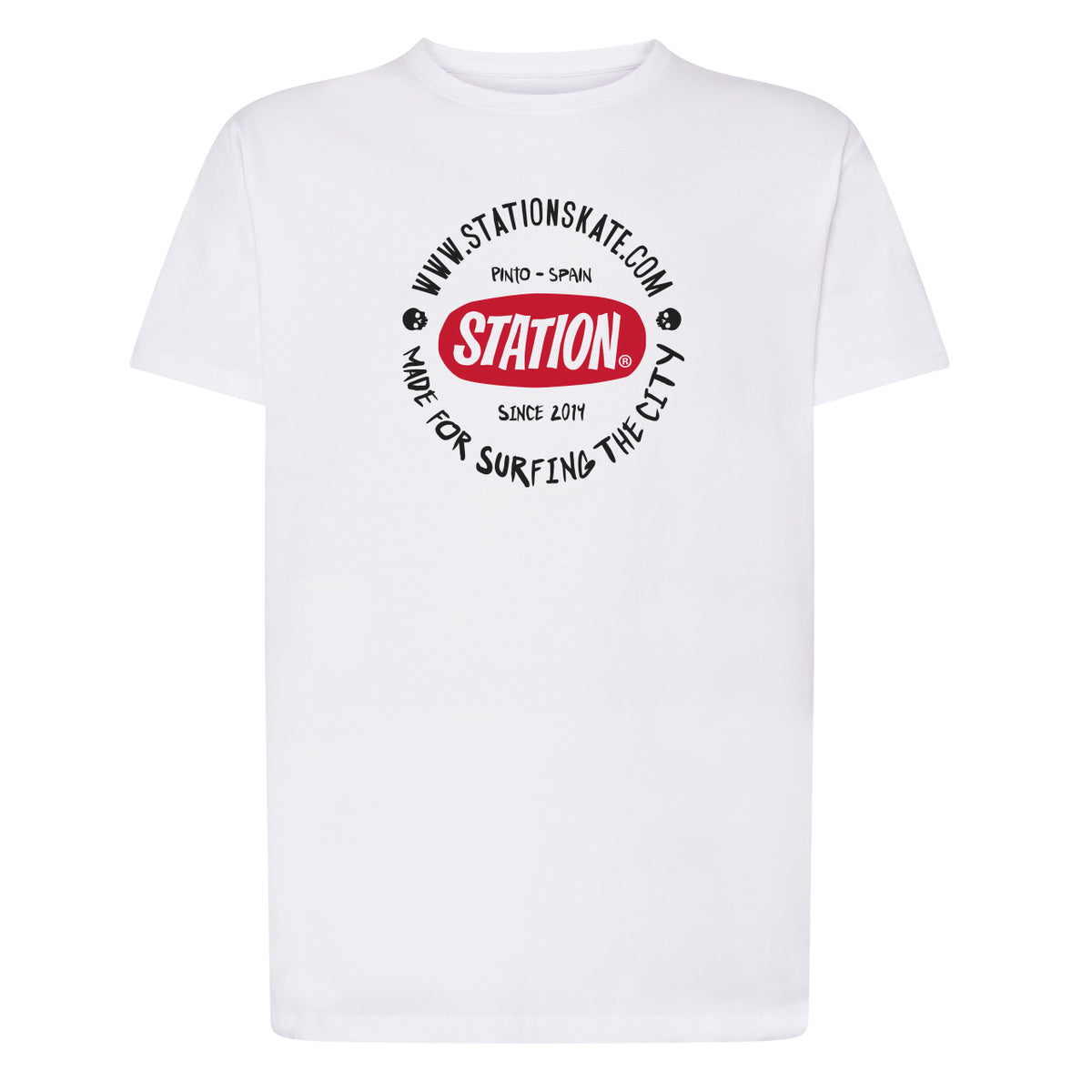 Camiseta blanca con sello original logo Station Skate